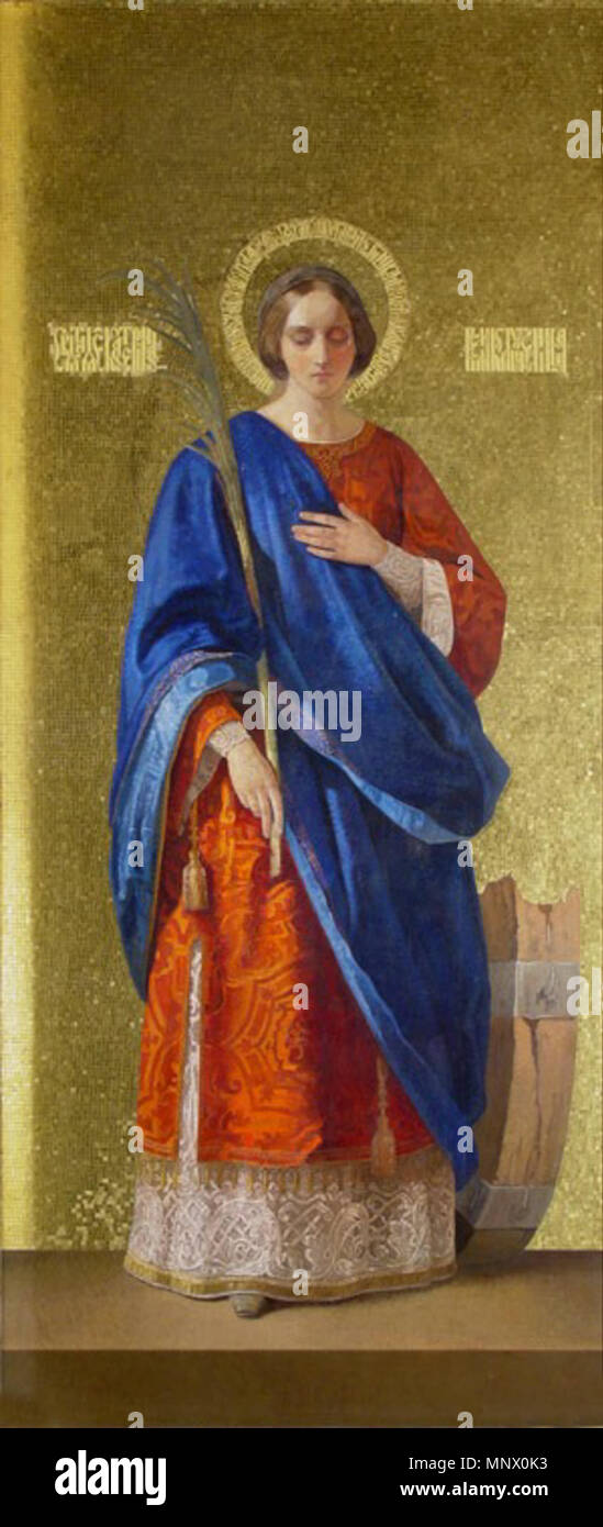 Inglese: Santa Caterina di Alessandria Русский: Святая Екатерина . Inglese: l'immagine è dipinta per ulteriori operazioni di produzione del mosaico nella cattedrale di San Isacco Русский: Картина написана для изготовления последующего мозаики в Соборе преподобного Исаакия Далматского. Мозаику исполнили Ф. Ф. Гартунг (1834-1898), А. Н. Фролов (1830-1909), Э. И. Линдблад (1831-?). . 1847. 1083 Santa Caterina da Neff Foto Stock