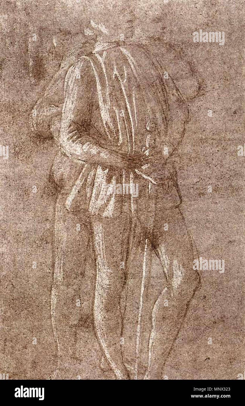 Studio di due figure permanente di circa 1475. 1093 Sandro Botticelli - studio di due figure in piedi - WGA02846 Foto Stock