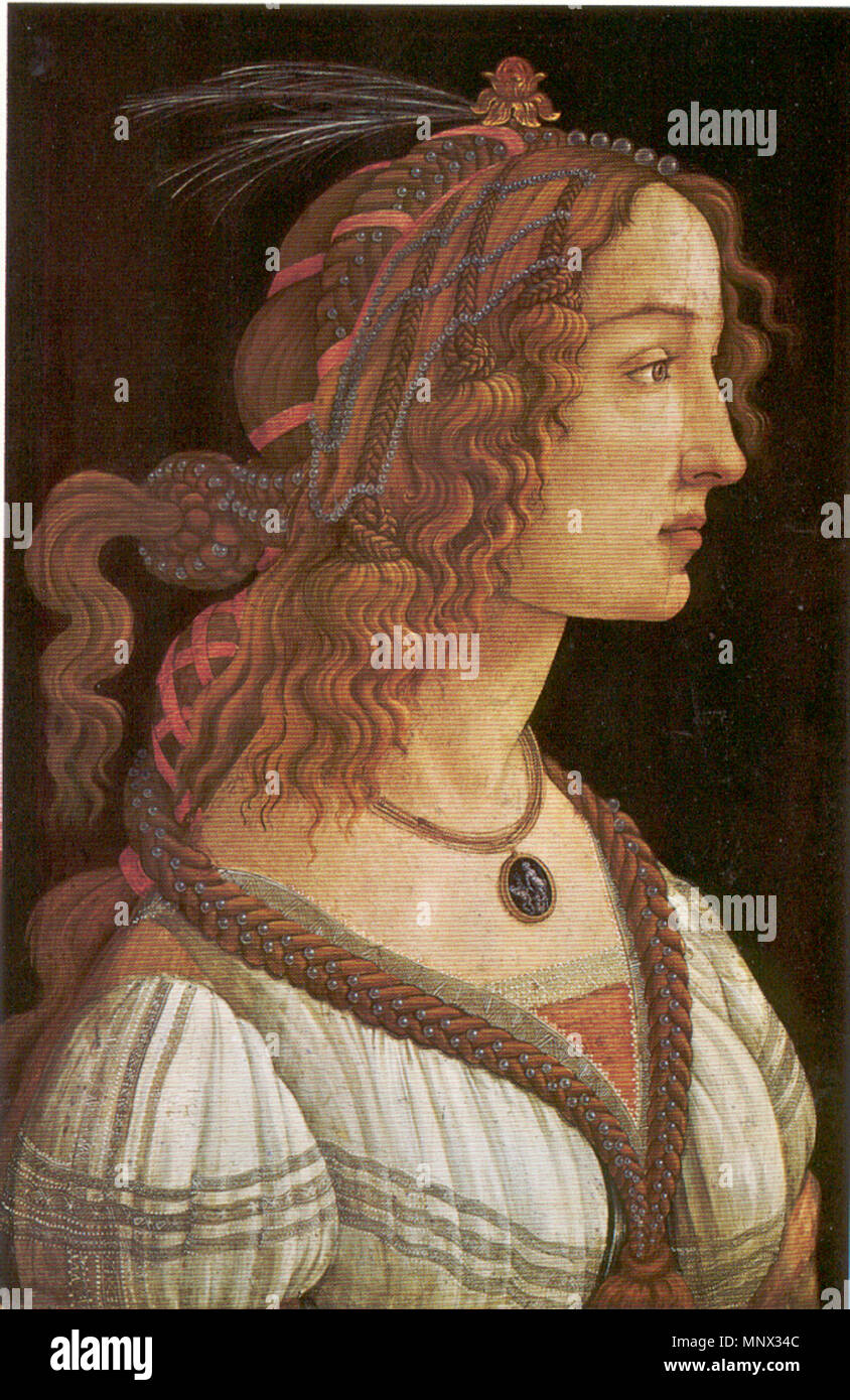 Tedesco: Porträt einer jungen Frau (Idealbildnis Simonetta Vespucci ?) circa 1480-1485. 1093 Sandro Botticelli - weiBliches Brustbild Foto Stock