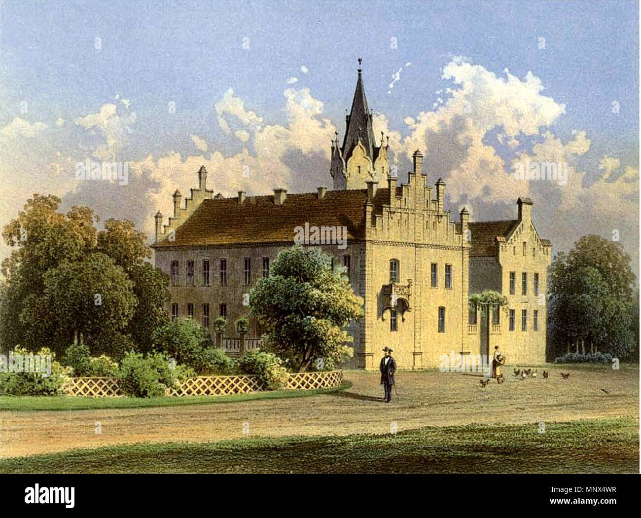 . Schloss Beesdau, Kreis, Luckau Provinz Brandenburg, Lithografie aus dem 19. Jahrhundert . tra il 1857 e il 1883. Theodor Hennicke, Theodor Albert, Alexander Duncker (1813-1897) 1100 Schloss Beesdau Sammlung Duncker Foto Stock