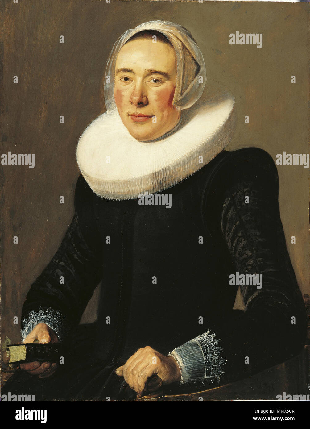 OS65 8 Ritratto di una donna sconosciuta. Inglese: Ritratto di una donna nel collare di macina e diadema alato cappuccio . 1635. 750 Judith Leyster - Ritratto di una donna nel collare di macina e diadema alato cap FHM01 OS-65-8 W Foto Stock