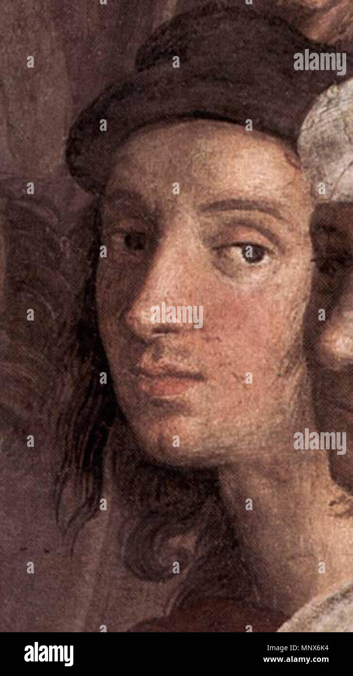 . La Scuola di Atene affresco, larghezza in corrispondenza della base 770 cm Stanza della Segnatura, Palazzi Pontifici, Vaticano . 1509. vedere il nome o la categoria 1107 Scuola di Atene 27 Foto Stock