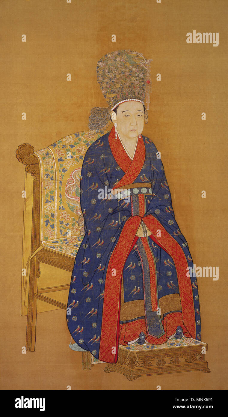 Seduto Ritratto di Ningzong's imperatrice 宋寧宗后坐像 . Il dipinto raffigura l'Imperatrice Yang (1162-1233), una consorte di Ningzong imperatore della dinastia Song. Song Dynasty (960-1279). 1107 seduto Ritratto di Ningzong's imperatrice Foto Stock