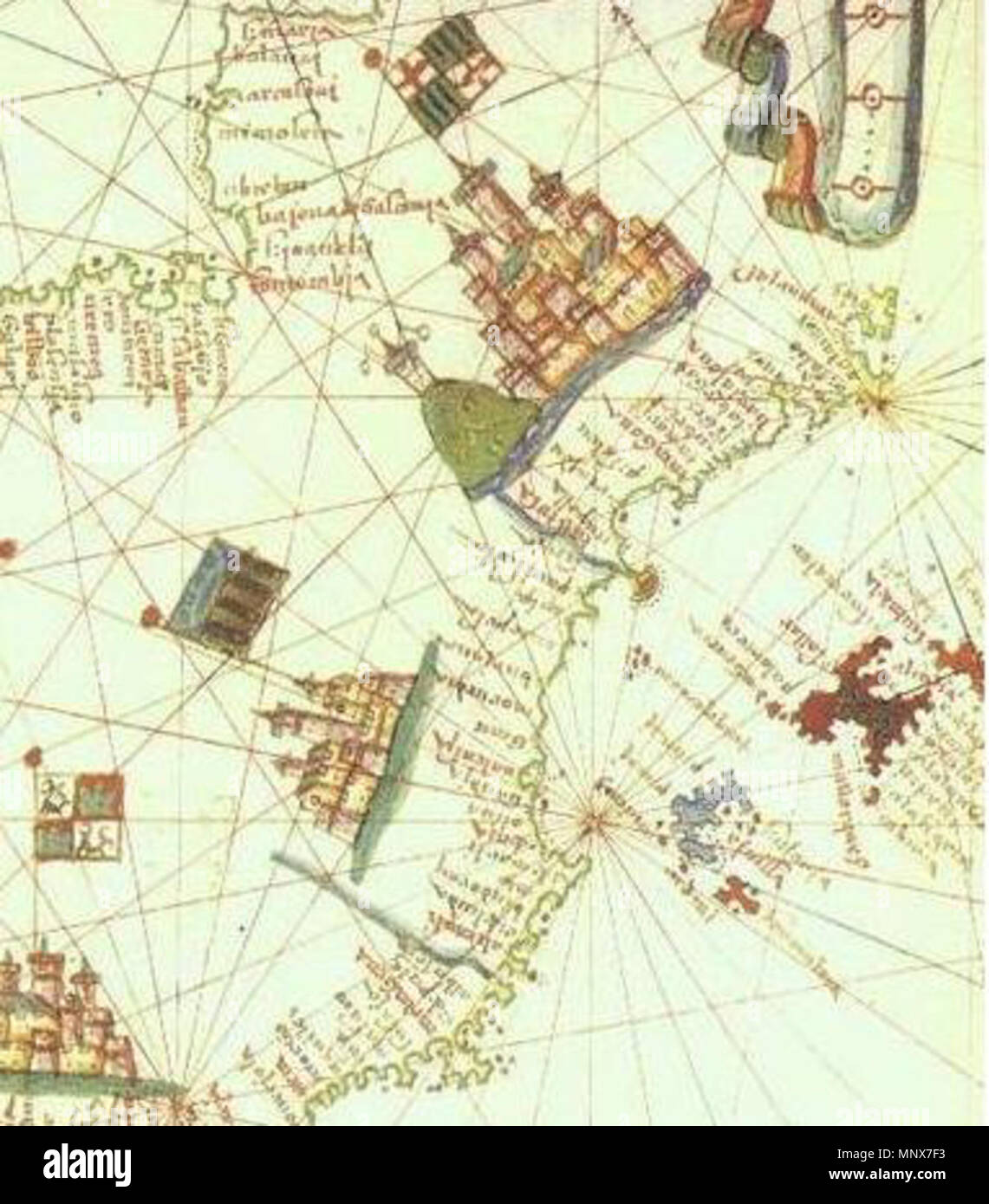 Inglese Immagine Della Citta E Bandiere In Spagna Atlas Da Joan Martines Realizzato Nel 1578 1578