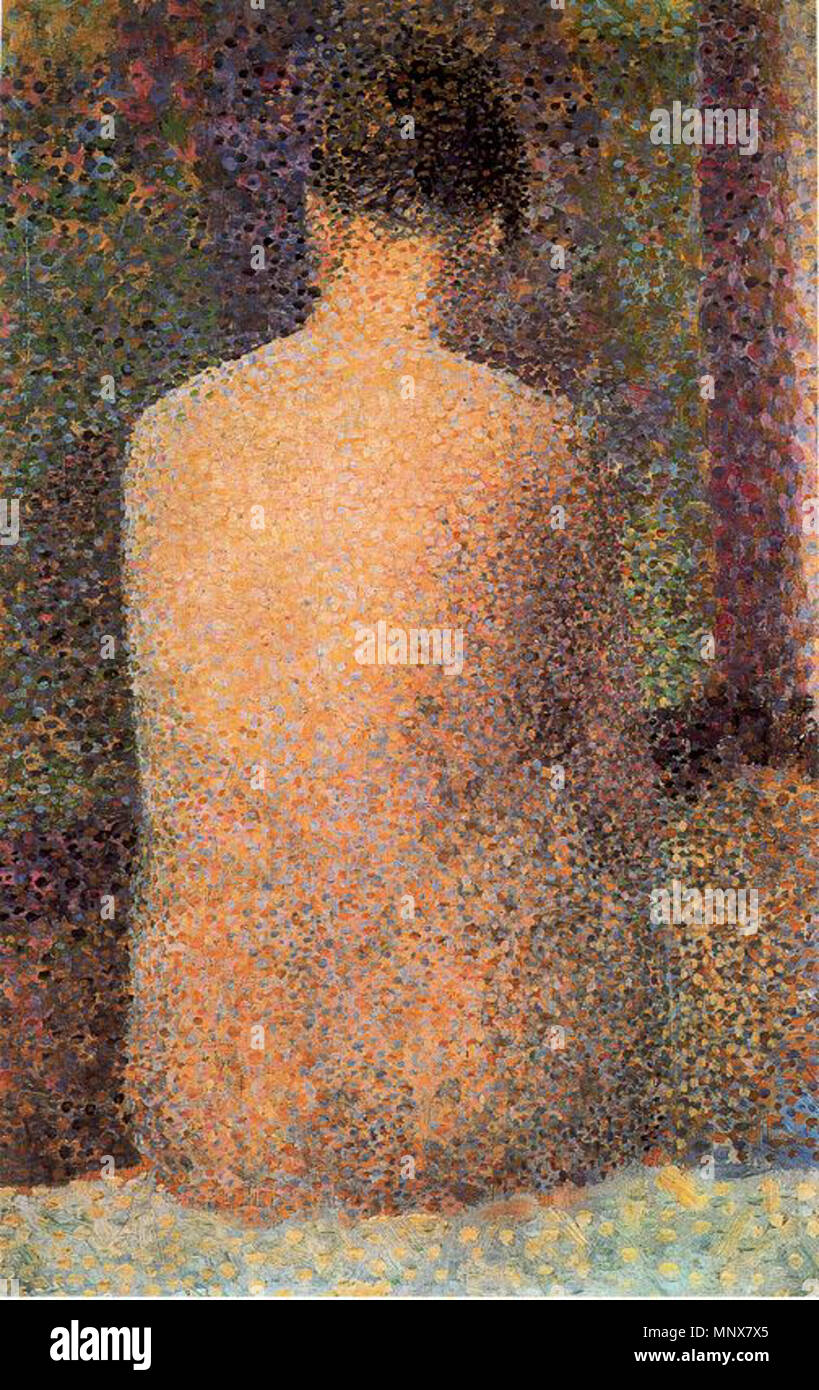 Poseuse de dos . Modella seduta di spalle, o/tv, 24,4x15,7 cm, M. d'Orsay, Parigi . 1887. 1113 Seurat modella di spalle Foto Stock
