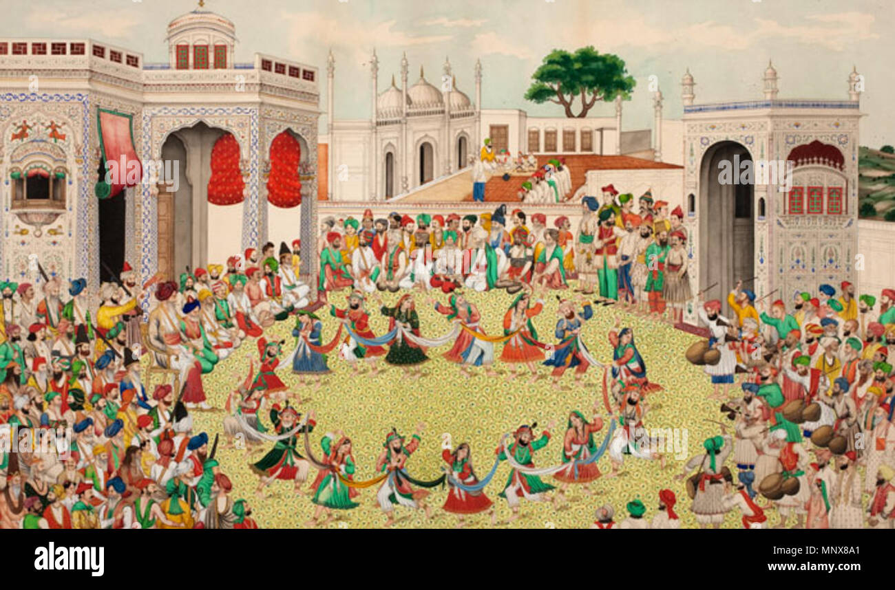 . Inglese: Possiedi Muhammad essendo ricevuti da Sher Singh di Lahore. 1845 ca. 49,8 x 84 cm. Gouache su carta. 4 giugno 2013, 17:16:41. Ignoto del XIX secolo artista 1114 Sher Singh a Lahore Foto Stock
