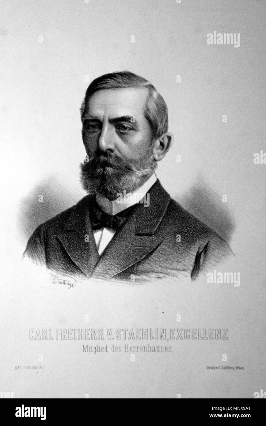 Fotocamere digitali Olympus . Deutsch: Karl Freiherr von Stehlin (1808-1881), östeerreichischer giurista, Mitglied des Reichsrats. Lithographie von Adolf Dauthage, ca.1880 . circa 1880. Adolf Dauthage (1825-1883) 759 Karl von Stehlin Litho Foto Stock