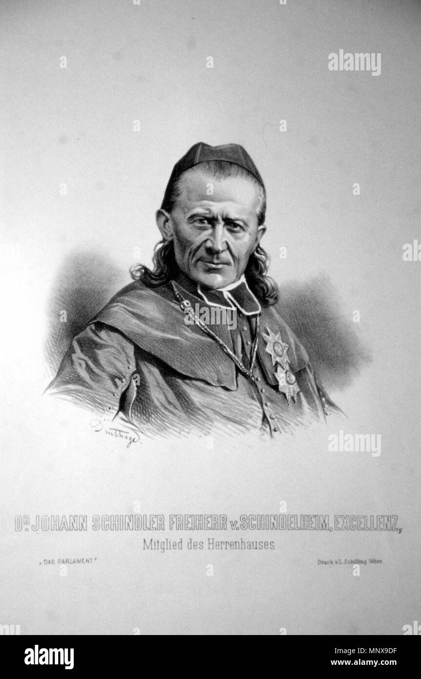 Fotocamere digitali Olympus . Deutsch: Johann Baptist Schindler, Freiherr von Schindelheim (1802-1890), Theologe, Politiker, Mitglied des Herrenhauses. Lithographie von Adolf Dauthage, ca.1880 . circa 1880. Adolf Dauthage (1825-1883) 723 Johann Baptist Litho Schindler Foto Stock