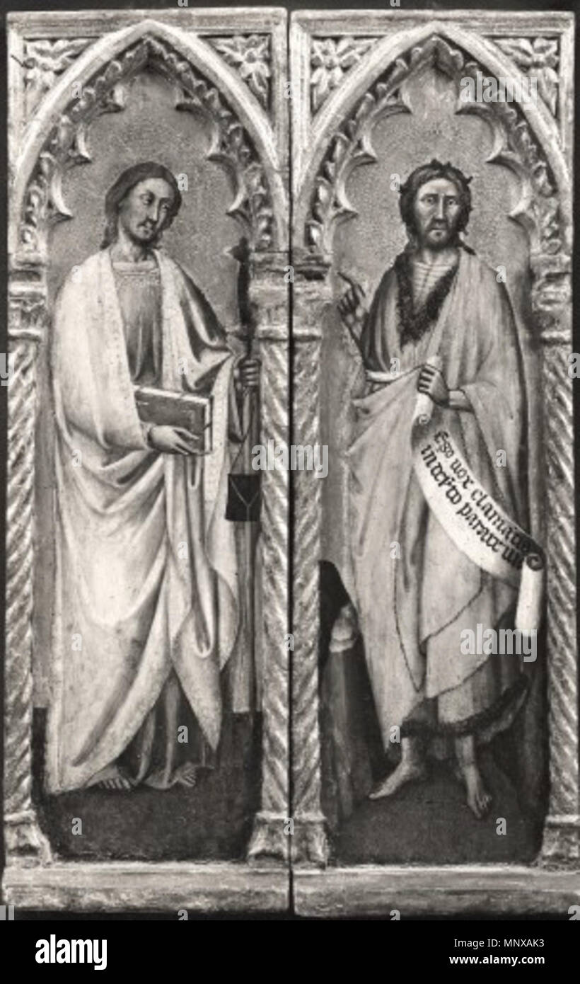Due Santi (Giacomo il Maggiore e Giovanni Battista?) dal 1355 fino al 1399. 1122 Simone dei Crocifissi - San Giacomo Maggiore,San Giovanni Battista Foto Stock