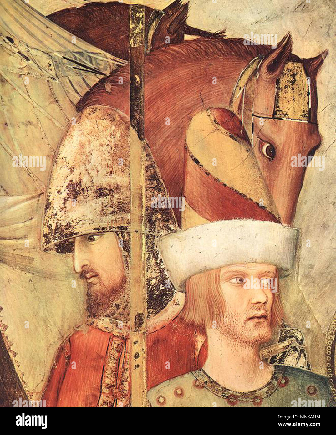 Saint Martin rinuncia ai suoi armi (dettaglio) tra 1312 e 1317. 1123 Simone Martini - Saint Martin rinuncia ai suoi armi (dettaglio) - WGA21376 Foto Stock