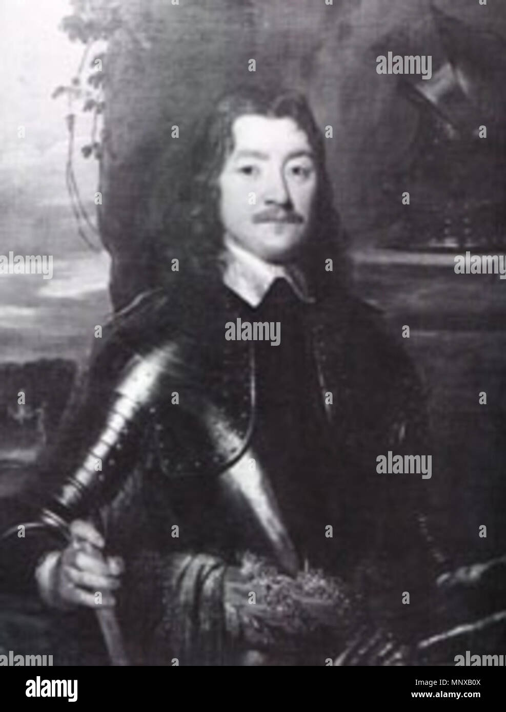 Inglese: Sir Charles Lucas, leader dei monarchici forze all'Assedio di Colchester. . Inglese: ritratto dipinto di Sir Charles Lucas (1613 - 28 agosto 1648), un soldato inglese che era un realista comandante in guerra civile inglese. . 1899. 1124 Sir Charles Lucas, leader dei monarchici forze all'Assedio di Colchester (1899, versione in bianco e nero) da John Lewis Reilly Foto Stock Inglese: Sir Charles Lucas, leader dei monarchici forze all'Assedio di Colchester. . Inglese: ritratto dipinto di Sir Charles Lucas (1613 - 28 agosto 1648), un soldato inglese che era un realista comandante in guerra civile inglese. . 1899. 1124 Sir Charles Lucas, leader dei monarchici forze all'Assedio di Colchester (1899, versione in bianco e nero) da John Lewis Reilly Foto Stock