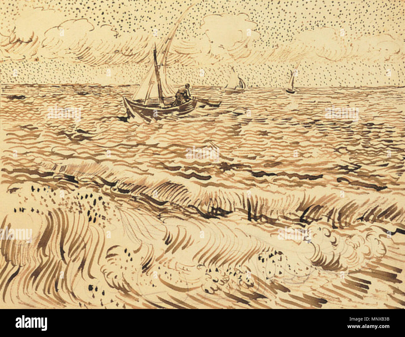 Barche da pesca a Saintes-Maries-de-la-Mer . 1223 Vincent van Gogh - barche da pesca a Saintes-Maries-de-la-Mer Foto Stock