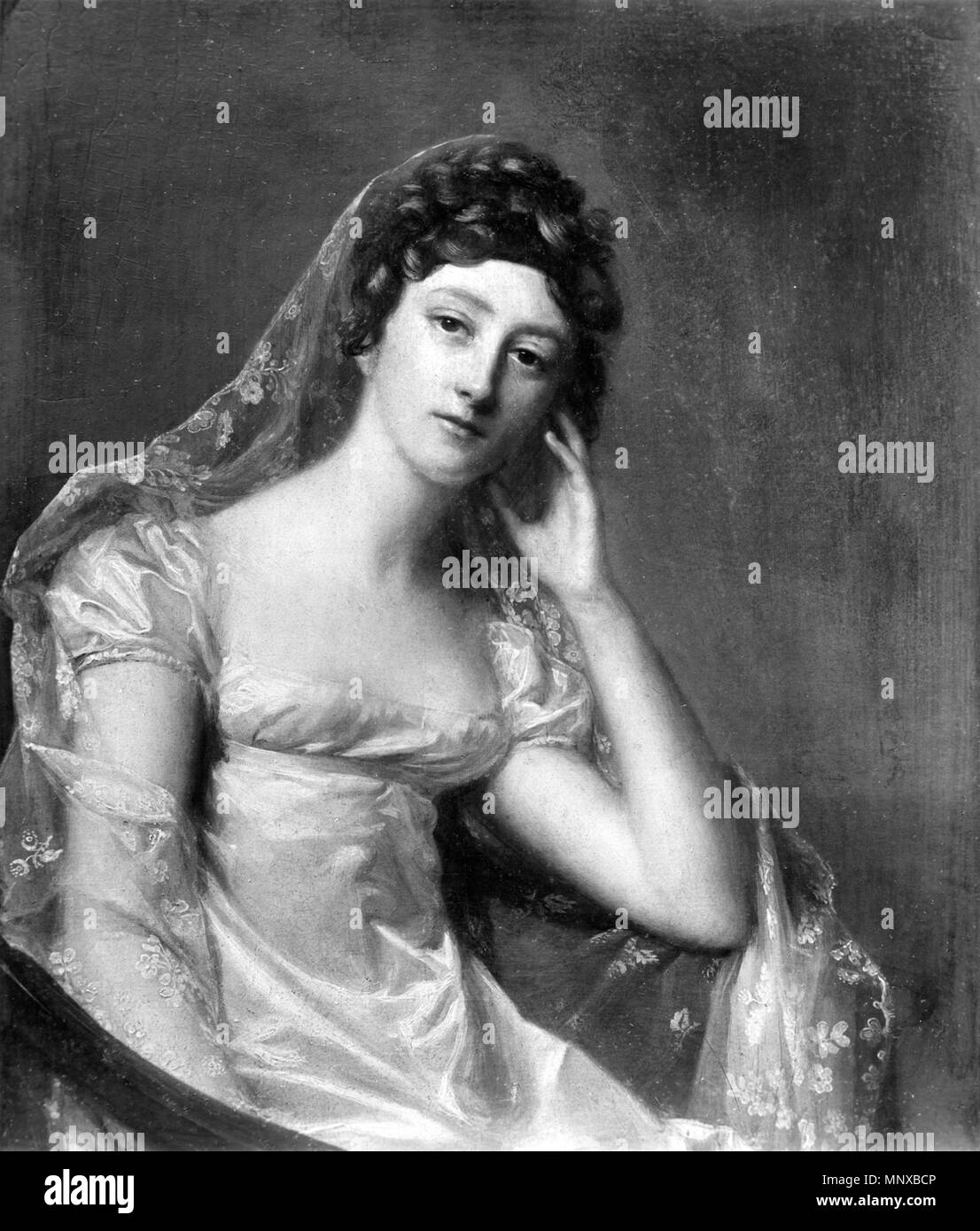 Sir William Beechey (Inglese, 1753-1839). " Ritratto di Signora Clinton (?),' 1753-1839. olio su pannello. Walters Art Museum (37.176): acquistato da Henry Walters, tra il 1893 e il 1909. 37.176 1125 Sir William Beechey - Ritratto di Signora Clinton ( ) - Walters 37176 Foto Stock