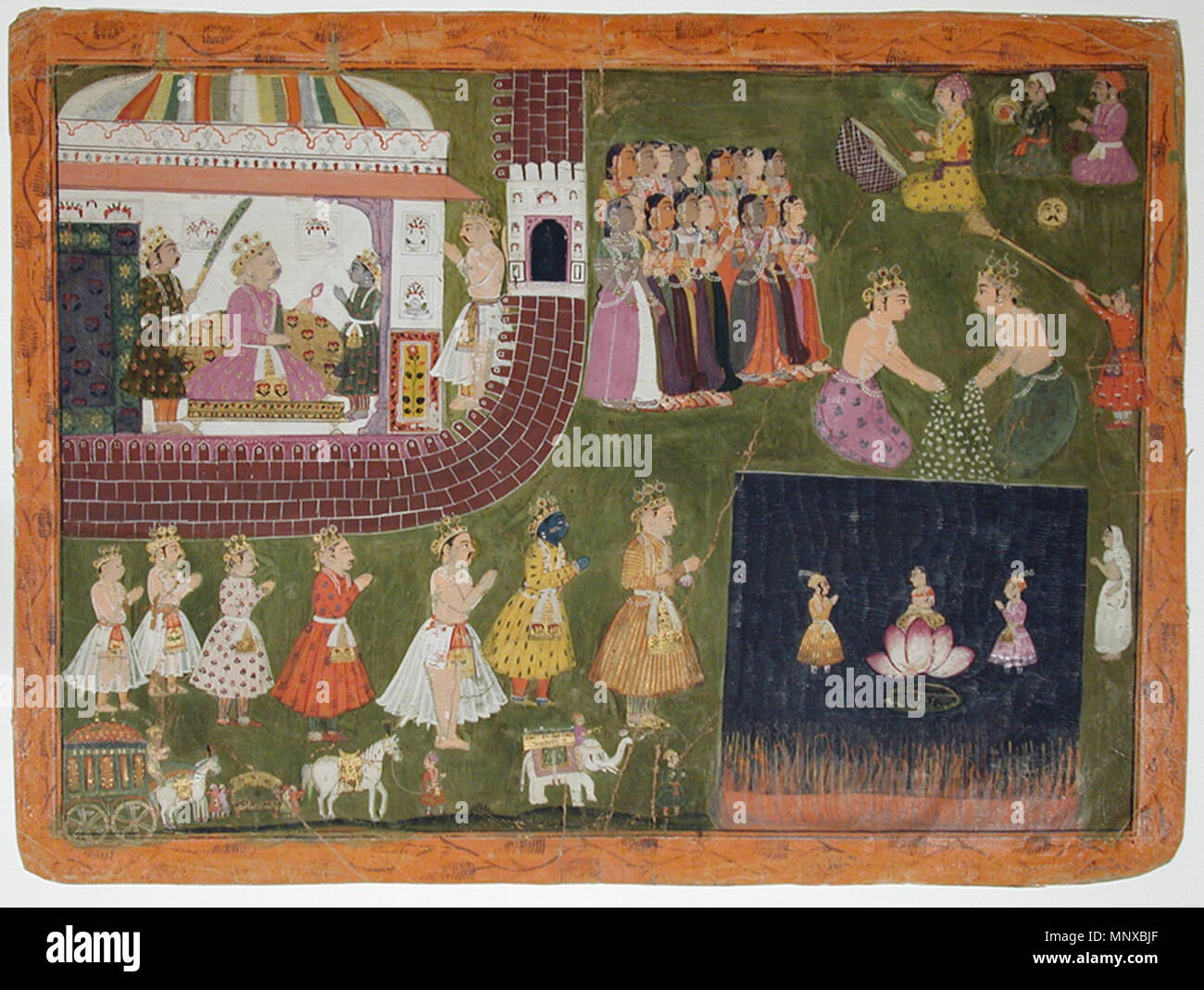 . Inglese: Titolo serie: Ramayana Data di creazione: ca. Display 1680 Dimensioni: 12 1/8 in. x 16 1/4 in. (30,8 cm x 41,3 cm) Linea di credito: Edwin Binney terza raccolta numero di adesione: 1990.852 Collezione: <a href='http://www.sdmart.org/art/our-collection/asian-art' rel="nofollow">Il San Diego Museum of Art</a> . Il 6 settembre 2011, 14:28:44. Inglese: thesandiegomuseumofartcollection 1126 Sita viene purificato dal fuoco (6125109986) Foto Stock