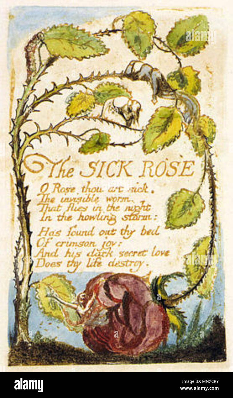 . Inglese: canti di innocenza e di esperienza, copia C, 1789, 1794 (Biblioteca del Congresso) oggetto 37 malati Rose . 14 febbraio 2014, 08:43:16. William Blake (1757-1827) nomi alternativi W. Blake; Uil'iam Bleik Descrizione British pittore, poeta, scrittore, teologo, collezionista e incisore, Data di nascita e morte 28 novembre 1757 12 agosto 1827 Luogo di nascita e morte Broadwick Street Charing Cross sede di lavoro London Authority control : Q41513 VIAF: 54144439 ISNI: 0000 0001 2096 135X ULAN: 500012489 LCCN: N78095331 NLA: 35019221 WorldCat Categoria:William Blake questo è un faithf Foto Stock