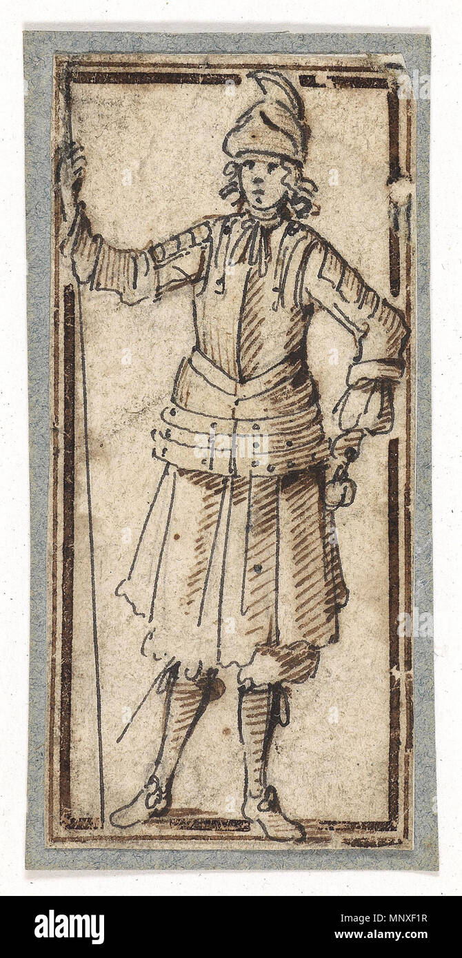 . Studie eines Kriegers in Rüstung, Feder auf Papier, c. 6-7 x c. 2,5 cm . dal 1664. Stefano della Bella (1610-1664) Descrizione incisore italiano e printmaker Data di nascita e morte 18 Maggio 1610 12 Luglio 1664 Luogo di nascita e morte Firenze Firenze competente controllo : Q921242 VIAF: 7502835 ISNI: 0000 0001 2119 4885 ULAN: 500018966 LCCN: N79018351 WGA: BELLA, Stefano della WorldCat 1142 Stefano della Bella Krieger 3 Foto Stock