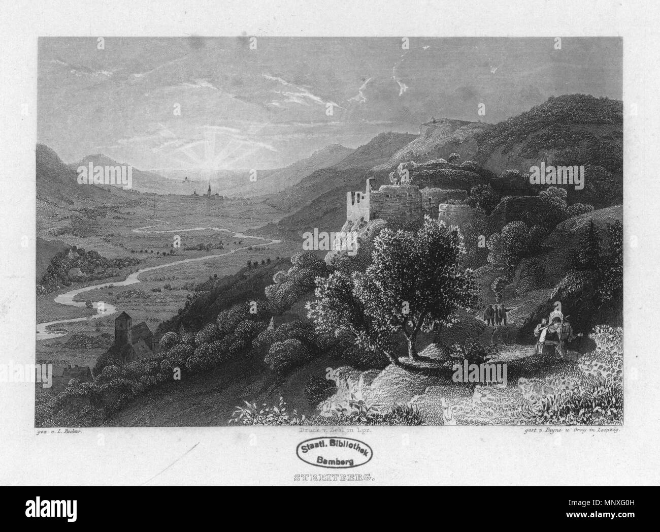 . Deutsch: Streitberg in Album fränkischen der Schweiz. Neun Stahlstiche. 1840. 1840. gez. v. Adrian Ludwig Richter (1803-1884) nomi alternativi Adrian Ludwig Richter Descrizione pittore tedesco, disegnatore e incisore e illustratore Data di nascita e morte 28 Settembre 1803 19 Giugno 1884 Luogo di nascita e morte Friedrichstadt Loschwitz vicino a Dresda la posizione di lavoro di Dresda, Meissen, autorità di Roma controllo : Q551896 VIAF: 100213038 ISNI: 0000 0001 2145 1853 ULAN: 500018286 LCCN: N50045834 NLA: 35688218 WorldCat gest. v. Payne u. Grigio in Leipzig. 1147 Streitberg 1840 002 Foto Stock