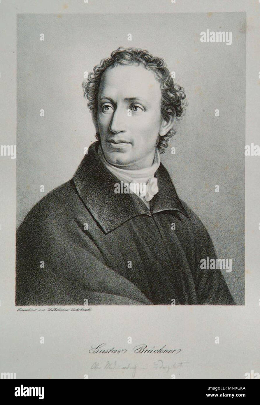 . Deutsch: Wilhelmine Suhrlandt: Porträt Gustav Brückner, Lithographie 35,7 x 24,8 cm Bez. u. l.: gezeichnet von Wilhelmine Suhrlandt Gustav Brückner Ober-Medizinalrath, Ludwigslust Inv. No. 14916 Gr. 1820s. Wilhelmine Suhrlandt SuhrlandtWBrueckner 1150 Foto Stock