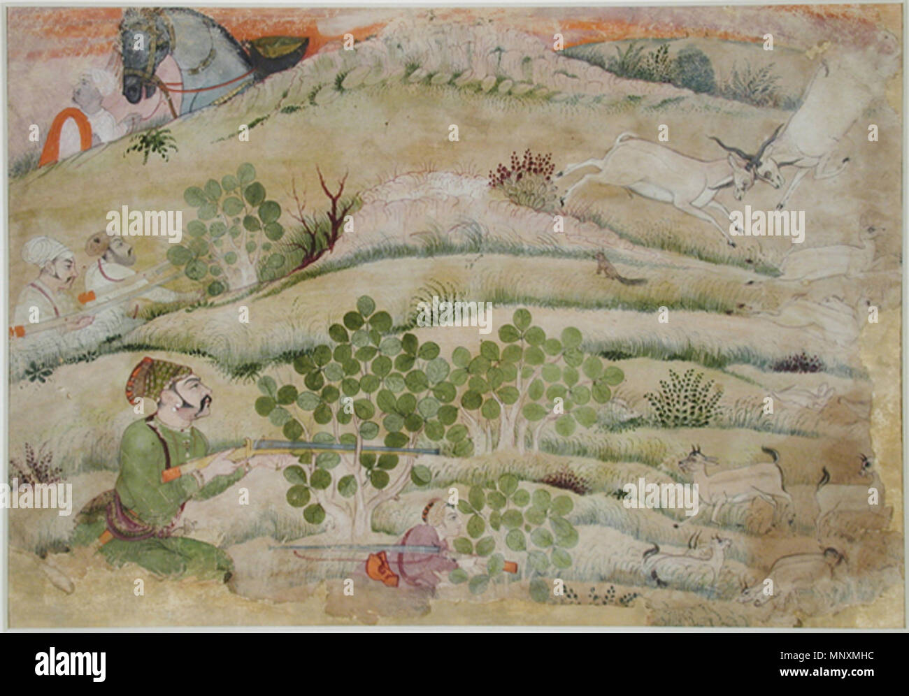 . Inglese: Visualizza artista: Mihr Chand Data di creazione: ca. 1680 Dimensioni display: 8 7/32 in. x 11 13/32 in. (20,9 cm x 29 cm) Linea di credito: Edwin Binney terza raccolta numero di adesione: 1990.887 Collezione: <a href='http://www.sdmart.org/art/our-collection/asian-art' rel="nofollow">Il San Diego Museum of Art</a> . 13 dicembre 2002, 11:58:35. 1040 Raj Singh di cacce Junia blackbuck (6125111836) Foto Stock