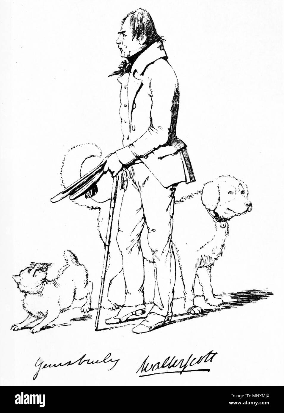 . Inglese: schizzo di Walter Scott, autore di "Waverley,' come pubblicato in "l'Maclise Portrait-Gallery' . 1883. Daniel Maclise (1806-1870) nomi alternativi D. Maclise; Alfred Croquis; D. M'Clise; Daniel McLise; maclise d.; Maclise Descrizione pittore irlandese Data di nascita e morte 25 Gennaio 1811 25 aprile 1870 Luogo di nascita e morte Cork - Corcaigh, Irlanda Chelsea competente controllo : Q1161631 VIAF: 3271806 ISNI: 0000 0001 1466 2521 ULAN: 500014844 LCCN: nr92007687 NLA: 35320423 WorldCat 1168 l'autore di "Waverley" Foto Stock