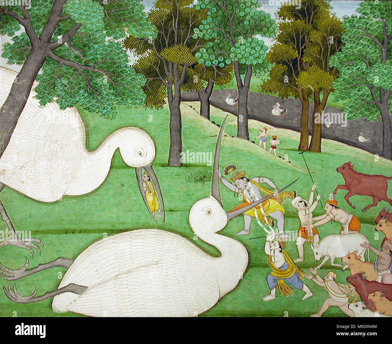 . Inglese: Titolo serie: il testo antico del Signore Nome Suite: Bhagavata Purana Data di creazione: 1850 Dimensioni display: 9 21/32 in. x 11 17/32 in. (24,5 cm x 29,3 cm) Linea di credito: Edwin Binney terza raccolta numero di adesione: 1990.1309 Collezione: <a href='http://www.sdmart.org/art/our-collection/asian-art' rel="nofollow">Il San Diego Museum of Art</a> . Il 6 settembre 2011, 14:32:21. Inglese: thesandiegomuseumofartcollection 1171 La morte di Bakasura gru (6124594523) Foto Stock