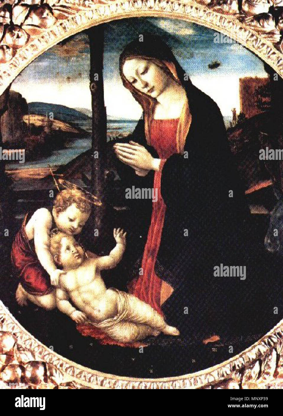 Italiano: Madonna col Bambino e San Giovannino Madonna con San Giovannino .  Inglese: Questo è il dipinto intitolato " La Madonna con San Giovannino',  intorno al XV secolo, probabilmente dipinta da Domenico