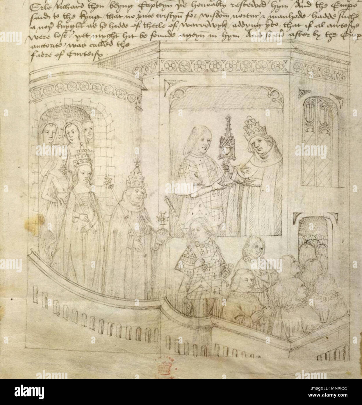 . Inglese: la visita di Sigismondo in Inghilterra Il Beauchamp rievocazioni, 1485 . 1485. anonimo, xv secolo 1182 La visita di Sigismondo in Inghilterra Il Beauchamp rievocazioni, 1485 Foto Stock