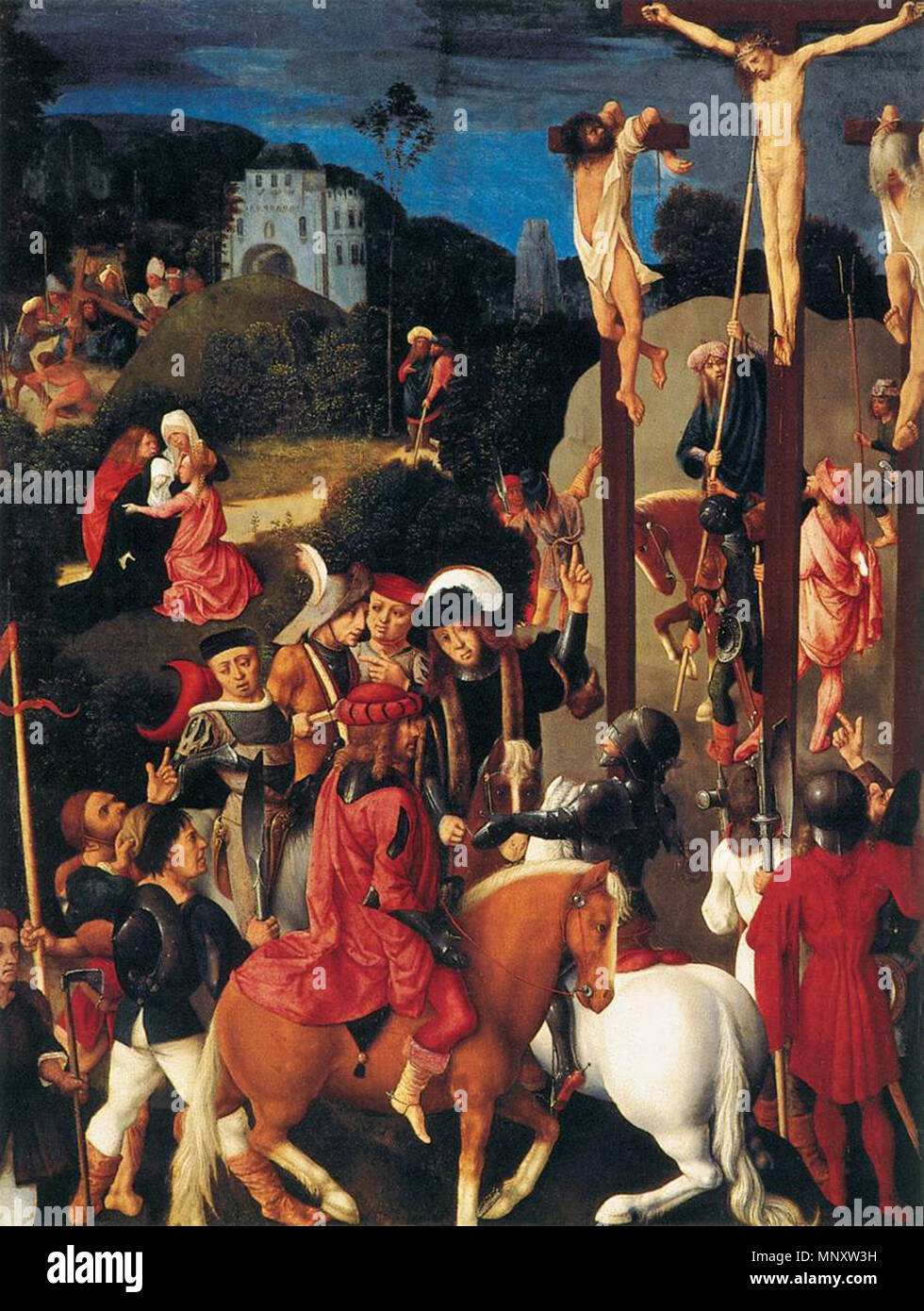 Crocifissione 1487. 1191 Thyssen-Bornemisza Crocifissione - Maestro della Virgo inter Virgines Foto Stock