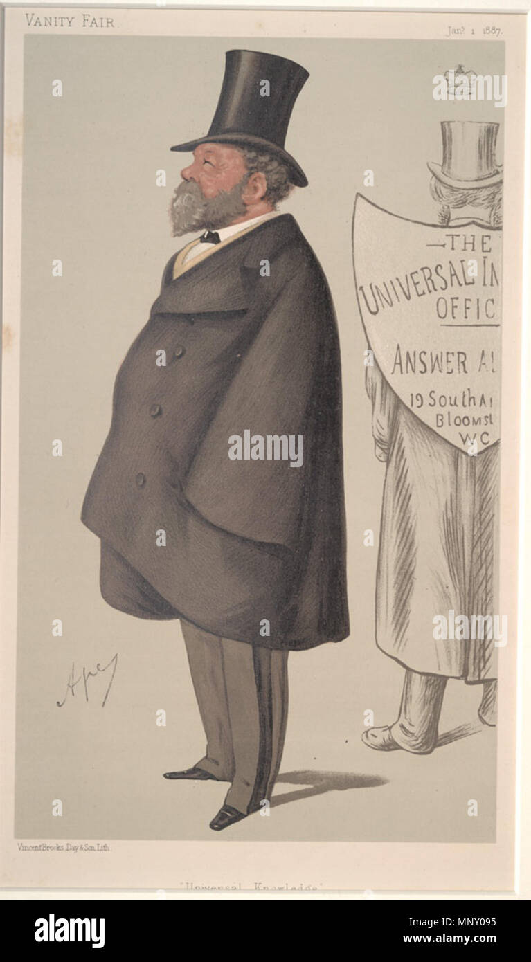 . Gli statisti No.509: Caricatura di Signore Truro. La didascalia recita: "la conoscenza universale' . 1 gennaio 1887. "Ape" Carlo Pellegrini (1839-1889) nomi alternativi Lo Strinare, Ape Descrizione artista italiano e caricaturista Data di nascita e morte 25 Marzo 1839 22 gennaio 1889 Luogo di nascita e morte Capua Londra sede di lavoro London Authority control : Q935877 VIAF: 91408204 ISNI: 0000 0001 1684 9584 ULAN: 500106277 LCCN: N94116782 NLA: 35070756 WorldCat 1207 Charles Wilde, Vanity Fair, 1887-01-01 Foto Stock