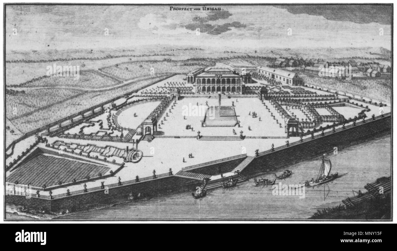 . Elbseite Schloss Übigau . 1729. Boetius, Christian Friedrich 1211 a Uebigau1721 Foto Stock