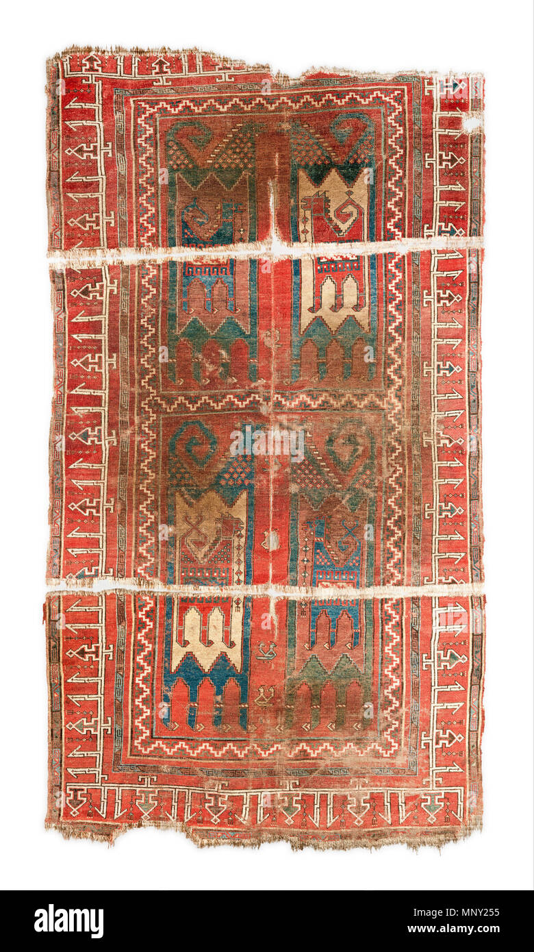 Tappeto con Design animale (1100 - 1300). 1215 sconosciuto, Turchia, XI - XIII secolo - Tappeto con Design animale - Google Art Project Foto Stock
