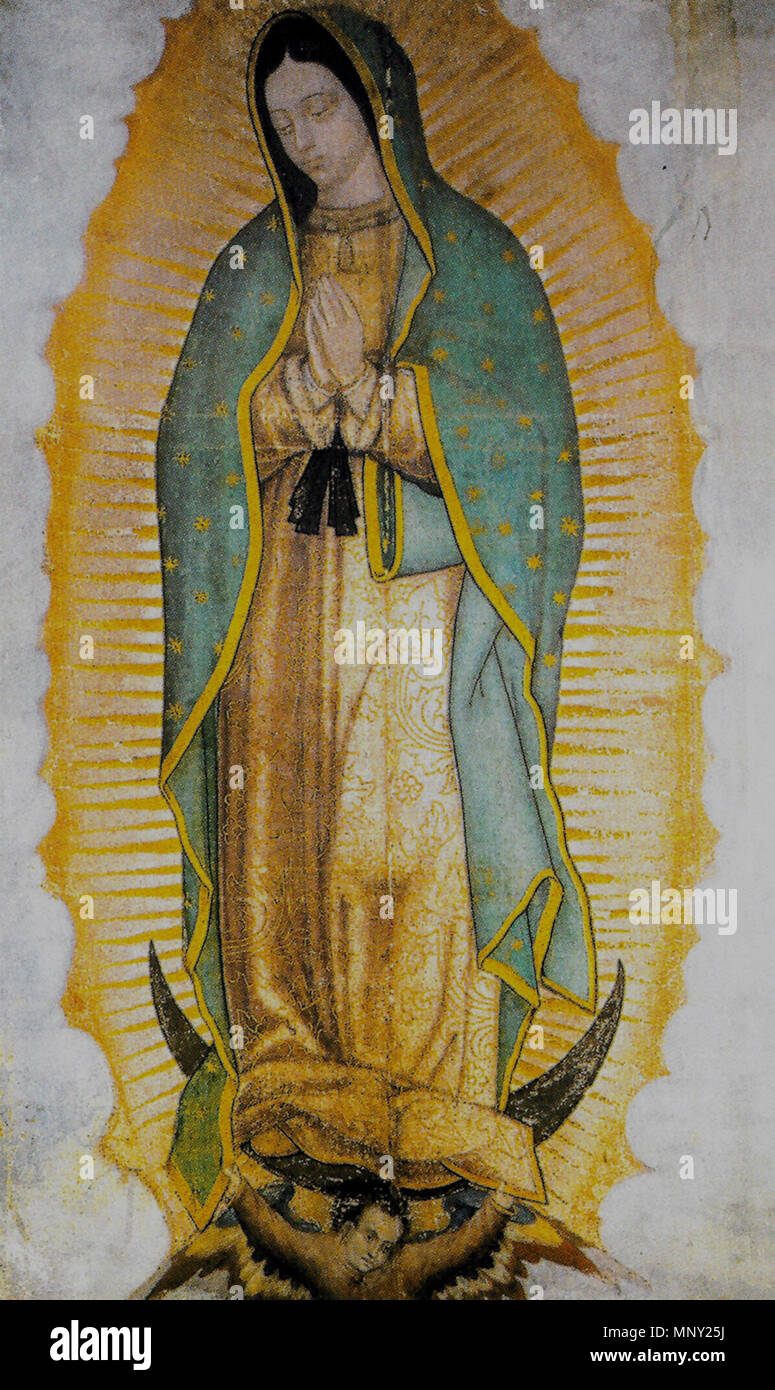 . Inglese: questa è una scansione di una riproduzione della Vergine di Guadalupe. Nessuna modifica dei colori. Il 29 dicembre 2015. Unknown. Unbekannt und strittig. 1215 Unsere Liebe Frau von Guadalupe Foto Stock