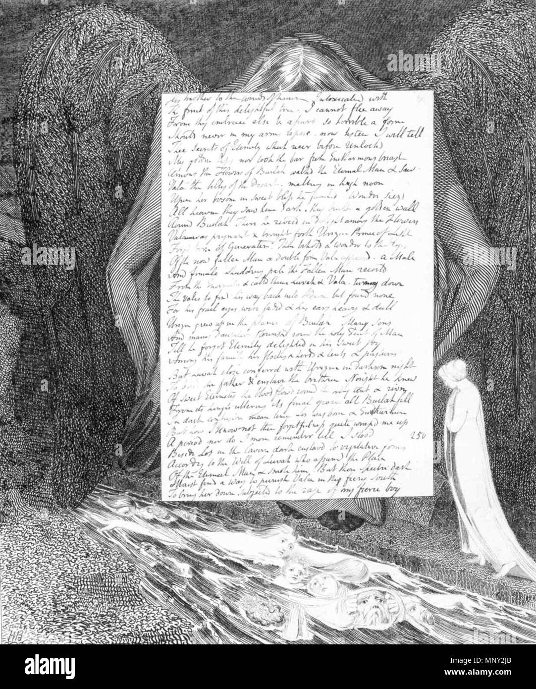 . Inglese: Vala, o Quattro Zoas pagina 83 . Il 25 marzo 2013, 23:31:19. William Blake (1757-1827) nomi alternativi W. Blake; Uil'iam Bleik Descrizione British pittore, poeta, scrittore, teologo, collezionista e incisore, Data di nascita e morte 28 novembre 1757 12 agosto 1827 Luogo di nascita e morte Broadwick Street Charing Cross sede di lavoro London Authority control : Q41513 VIAF: 54144439 ISNI: 0000 0001 2096 135X ULAN: 500012489 LCCN: N78095331 NLA: 35019221 WorldCat 1218 Vala o quattro zoas 83 Foto Stock