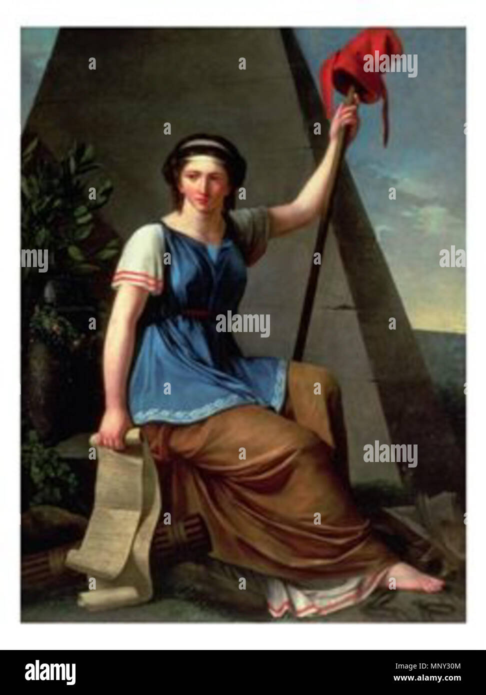 La liberte . Inglese: Allegoria della rivoluzione francese una donna in  costume classico indossando un cappello Frigia . circa 1793-1794. 1219  Vallain-liberty Foto stock - Alamy