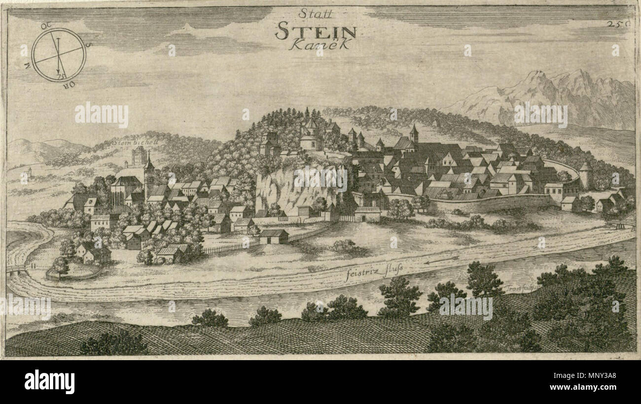 . Slovenščina: Kamnik . 1679. Johann von Weikhard Valvasor (1641-1693) nomi alternativi Johann Weichard von Valvasor, Janez Vajkard Valvasor Descrizione Carniolan storico, scrittore e scienziato Data di nascita e morte possono 1641 19 Settembre 1693 Luogo di nascita e morte Ljubljana Krško posizione di lavoro autorità di Norimberga controllo : Q551267 VIAF: 49262010 ISNI: 0000 0000 7974 9508 ULAN: 500098240 LCCN: N85090400 NLA: 35765670 WorldCat 1221 Valvasor - Kamnik Foto Stock