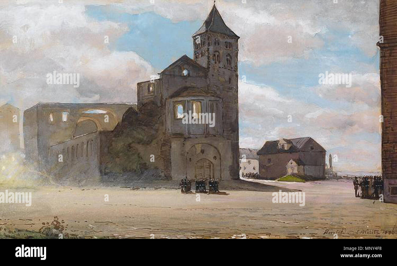 Z 247 . Deutsch: Abteiruine Hersfeld, 1880, guazzo. 22,5 x 37,5 cm. . 19th/xx secolo. 823 Louis Kolitz Hersfeld Abteiruine Foto Stock