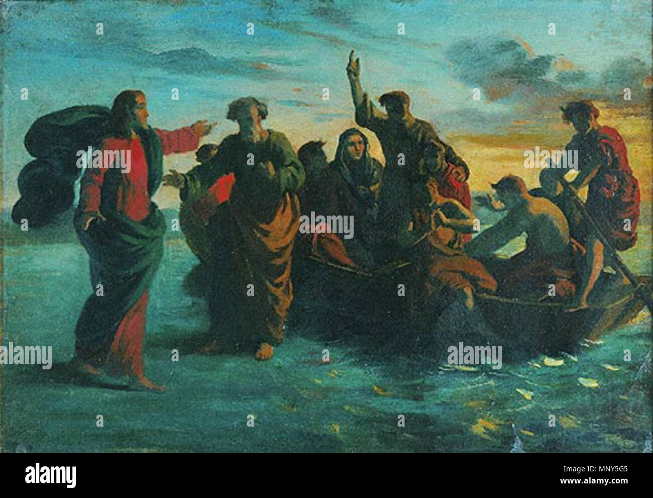 . CRISTO SOBRE COME ONDAS, Óleo sobre papel colado em madeira - 31,4 x 44,7 cm . sem dati. 1232 Victor Meirelles - Cristo sobre come ondas Foto Stock