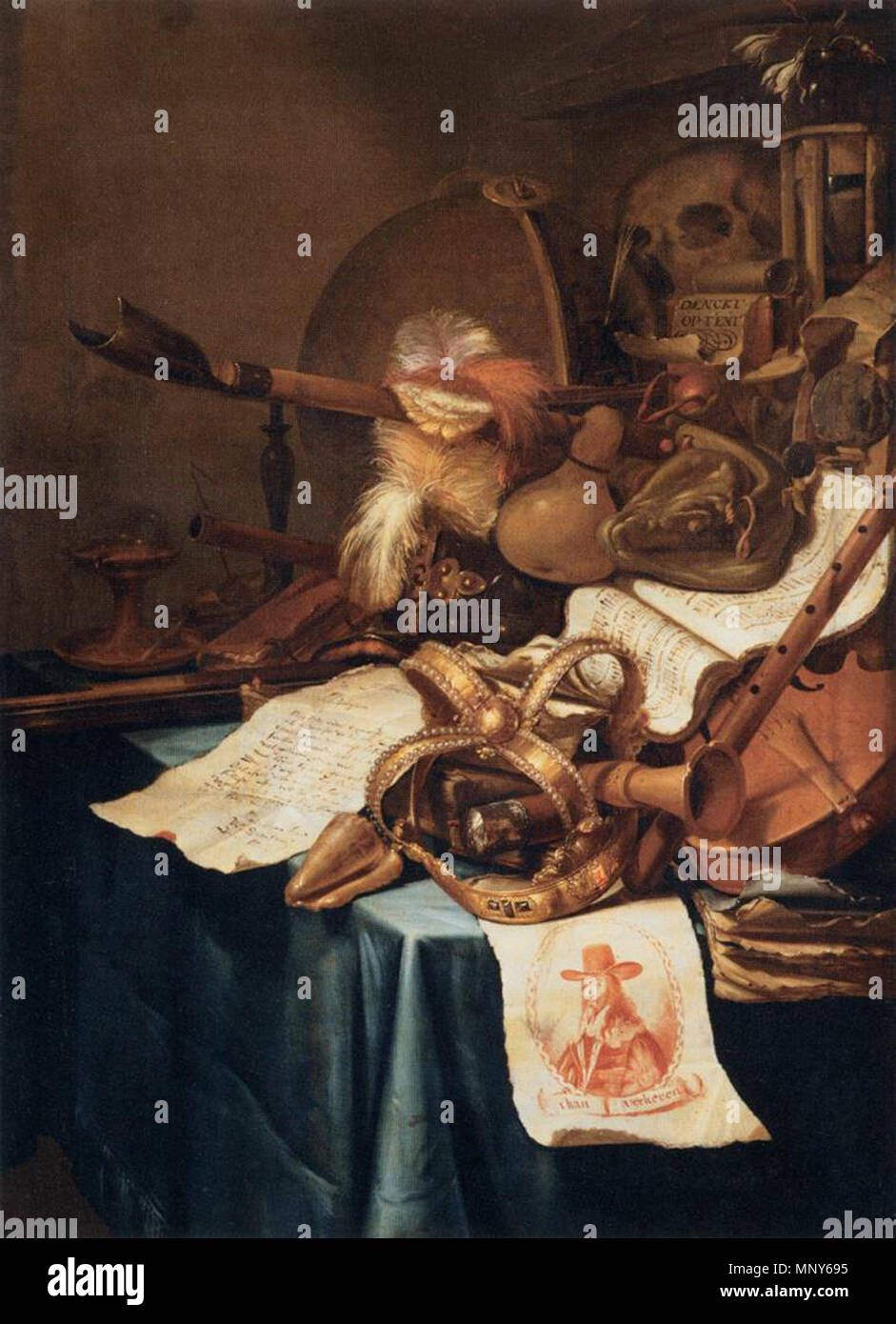 Vanitas con una corona regale dopo il 1649. 1237 Laurenszoon Vincent van der Vinne - Vanitas con una corona regale Foto Stock