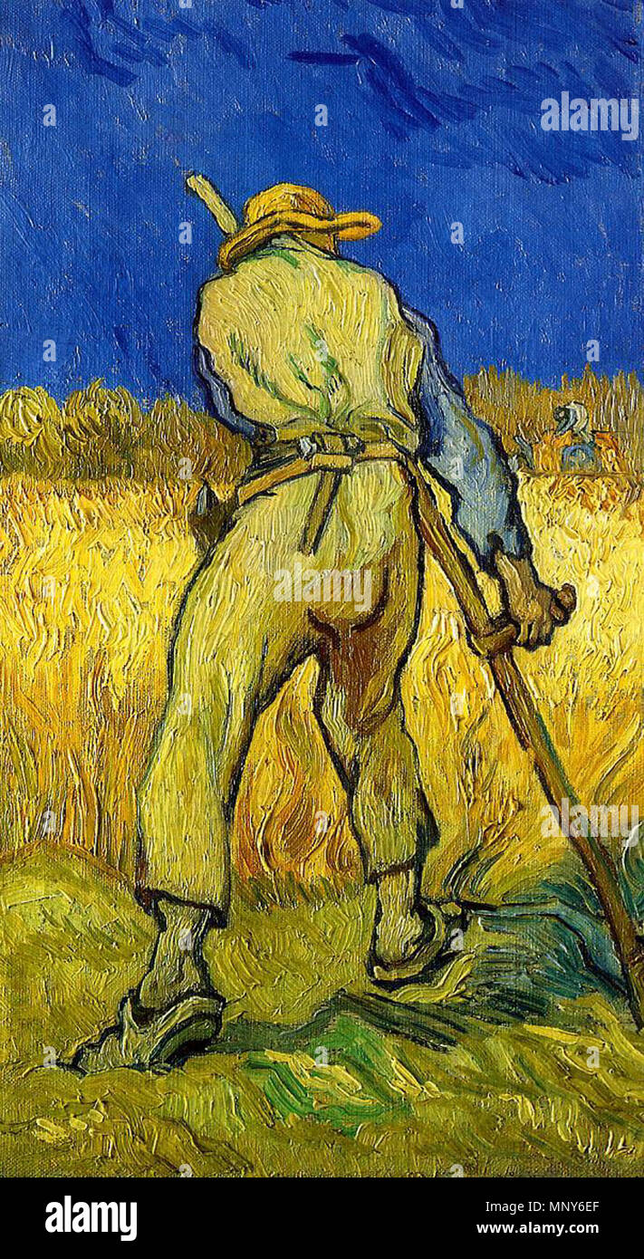 Reaper (dopo il miglio), . Inglese: la pittura ad olio la riproduzione di Vincent van Gogh . Settembre 1889. 1238 Vincent van Gogh - il mietitore Foto Stock