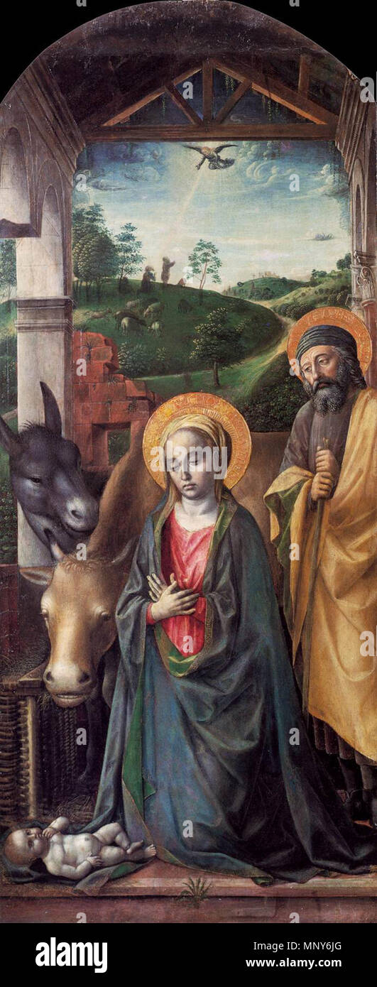 L adorazione del Cristo Bambino seconda metà del XV secolo. 1239 Vincenzo Foppa - adorazione del Cristo Bambino - WGA07998 Foto Stock