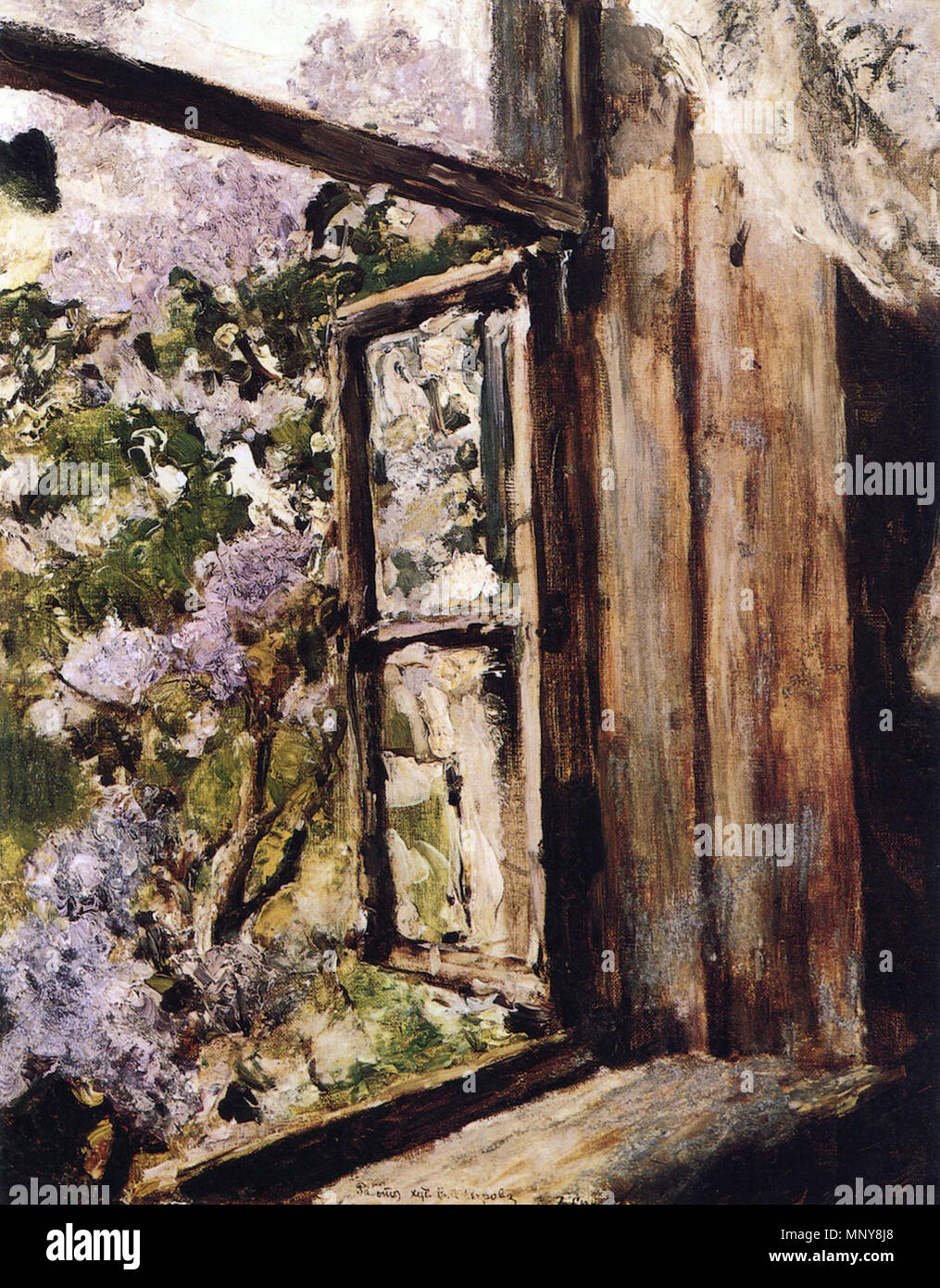 . Inglese: aprire la finestra. Lillà. Studio. 1886. Olio su tela. Proprietario/Posizione: Museo d'Arte Nazionale della Repubblica di Bielorussia (Bielorussia) Dimensioni: Altezza: 49,4 cm (19,45 in.), Larghezza: 39,7 cm (51,63 in.) Medio: Pittura - Olio su tela . 1886. 1249 Walentin Aleksandrovich Serov lillà Foto Stock