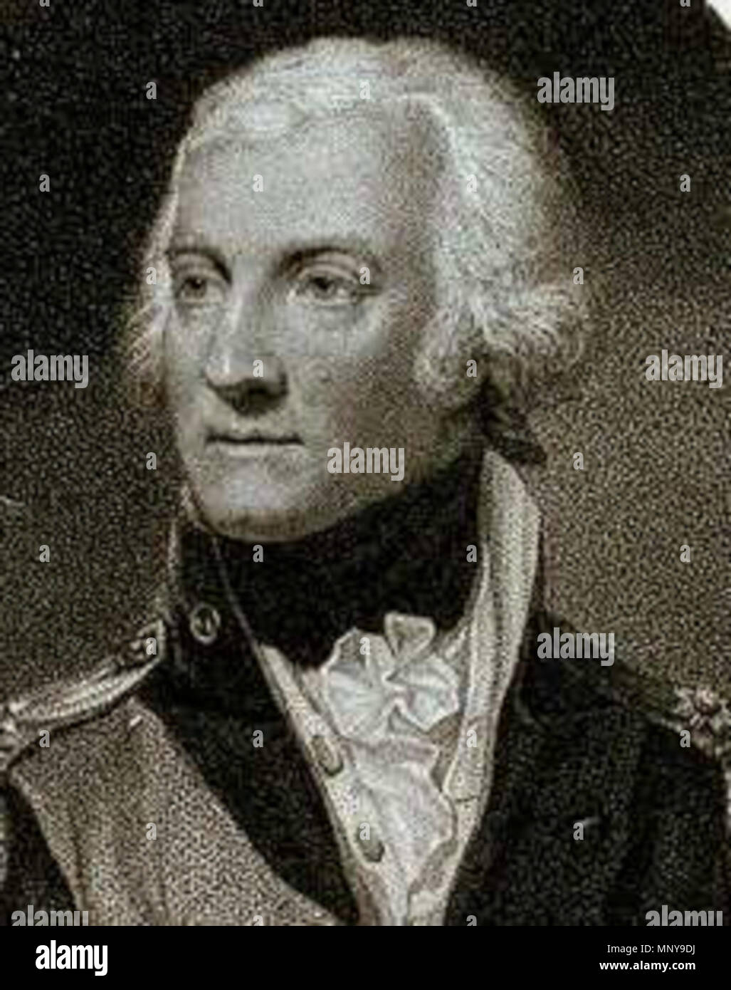 . Sir John Borlase Warren, 1° Baronet (2 settembre 1753 - 27 febbraio 1822), era un ammiraglio inglese. Nato a Stapleford, w:Nottinghamshire, egli era il figlio ed erede di John Borlase Warren (d. 1775) di Stapleford e Little Marlow. È stato istruito a Emmanuel College di Cambridge e nel 1771 entrò nella Royal Navy come un abile marinaio; nel 1774 divenne membro del Parlamento per il grande Marlow; e nel 1775 fu creato un baronet, il baronetcy detenute dai suoi antenati, l'Borlases, avente estinte nel 1689. 1799. Daniel Orme (1766-circa 1832) nomi alternativi Orme Descrizione engr inglese Foto Stock