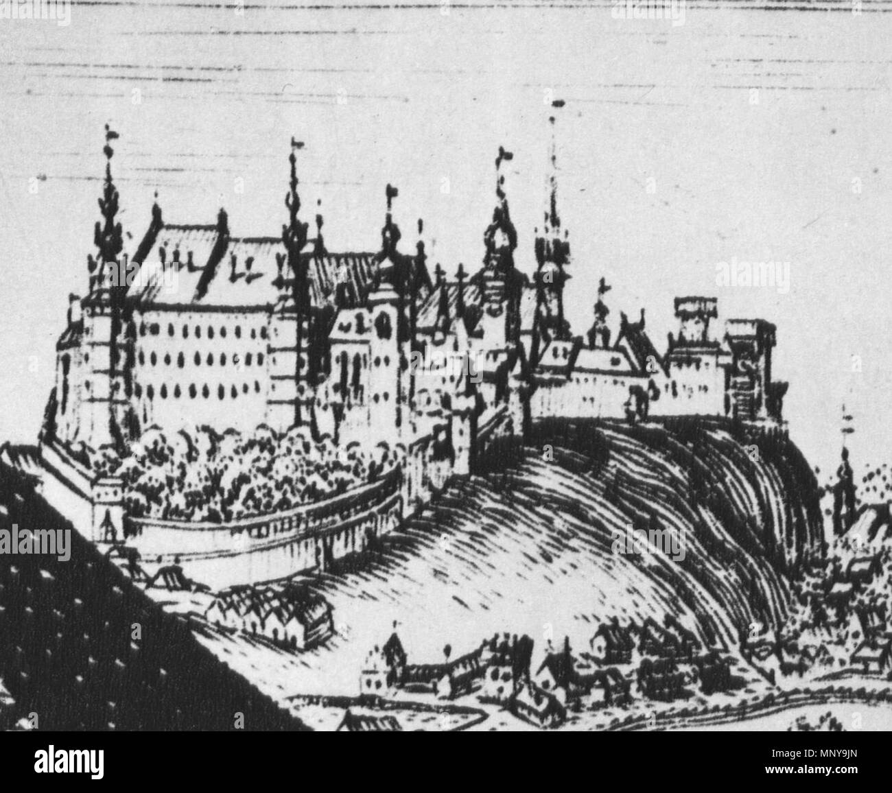 1253 Cracovia Wawel Hondius 1649 Foto Stock