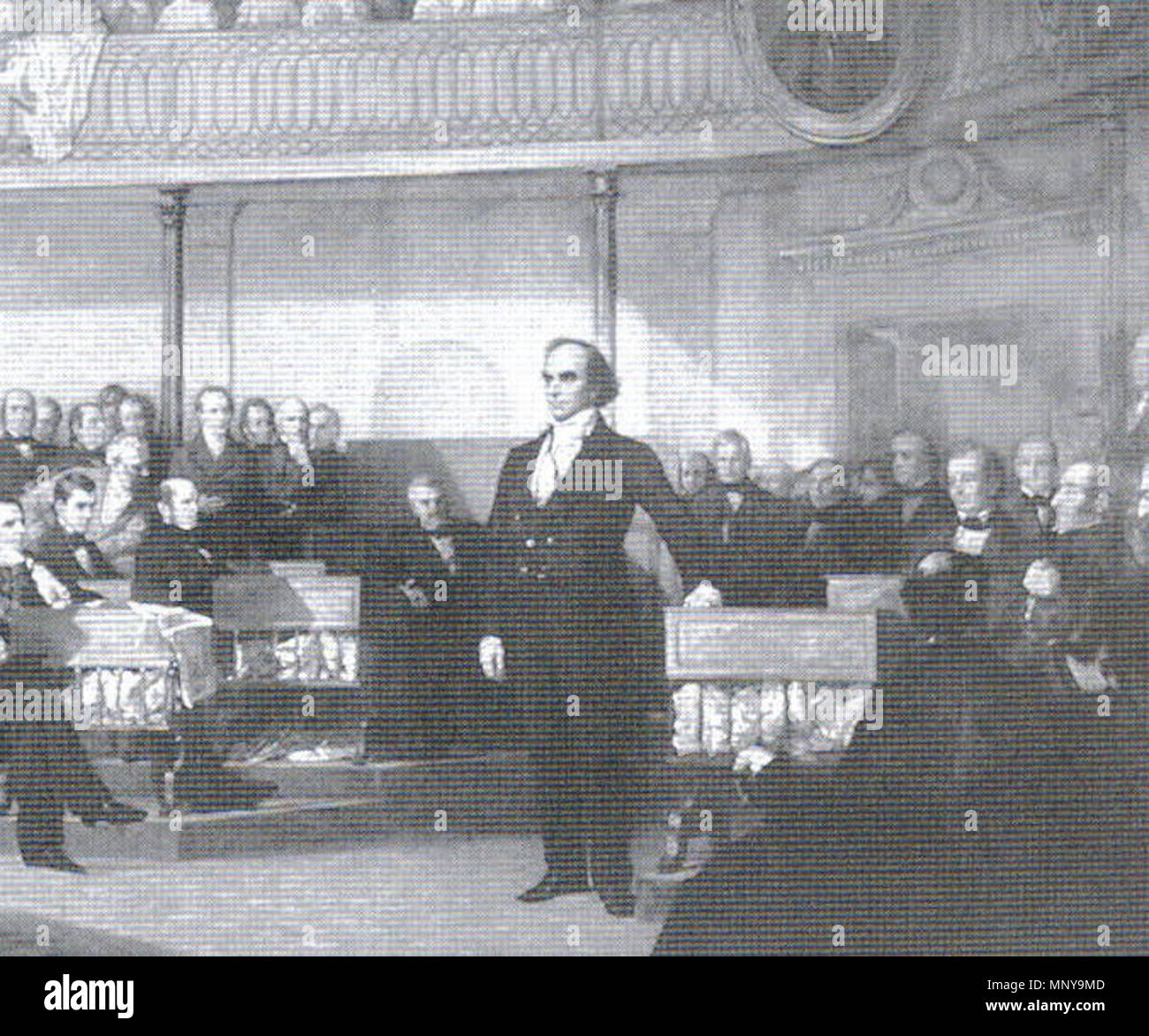 . Una scansione da Robert Caro del Master del Senato di George Healy Webster della risposta di Hayne . tra 1843 e 1850. George Peter Alexander Healy (1813-1894) nomi alternativi George Peter Alexander Healy Descrizione American ritratto pittore Data di nascita e morte 15 Luglio 1818 24 Giugno 1894 Luogo di nascita e morte Boston Chicago competente controllo : Q64633 VIAF: 107045159 ISNI: 0000 0000 8172 3075 ULAN: 500022150 LCCN: N90663010 GND: 129158100 WorldCat 1253 Webster Rispondi a Hayne Foto Stock