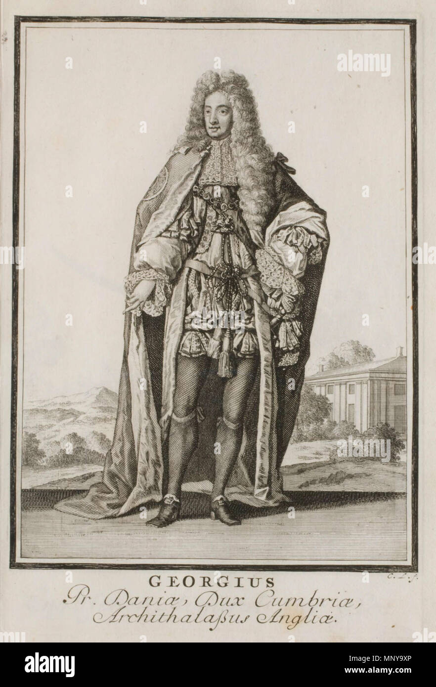 . Neu-eröffnete Welt-Galleria. ..., Norimberga 1703. 44. Georgius Pr. Daniae, Dux Cumbriae, Archithalaßus Angliae. 1703. Christoph Weigel dopo Caspar Luyken Christoph Weigel il Vecchio (1654-1725) nomi alternativi Christoph Weigel der Ältere Descrizione incisore tedesco e publisher e Data di nascita e morte 9 Novembre 1654 5 febbraio 1725 Luogo di nascita e morte di Norimberga Marktredwitz posizione di lavoro autorità di Norimberga controllo : Q100116 VIAF: 12366914 ISNI: 0000 0001 0870 4350 ULAN: 500043269 LCCN: n2008066461 NLA: 36586258 WorldCat Caspar Luyken (1672-1708) nomi alternativi Ca Foto Stock