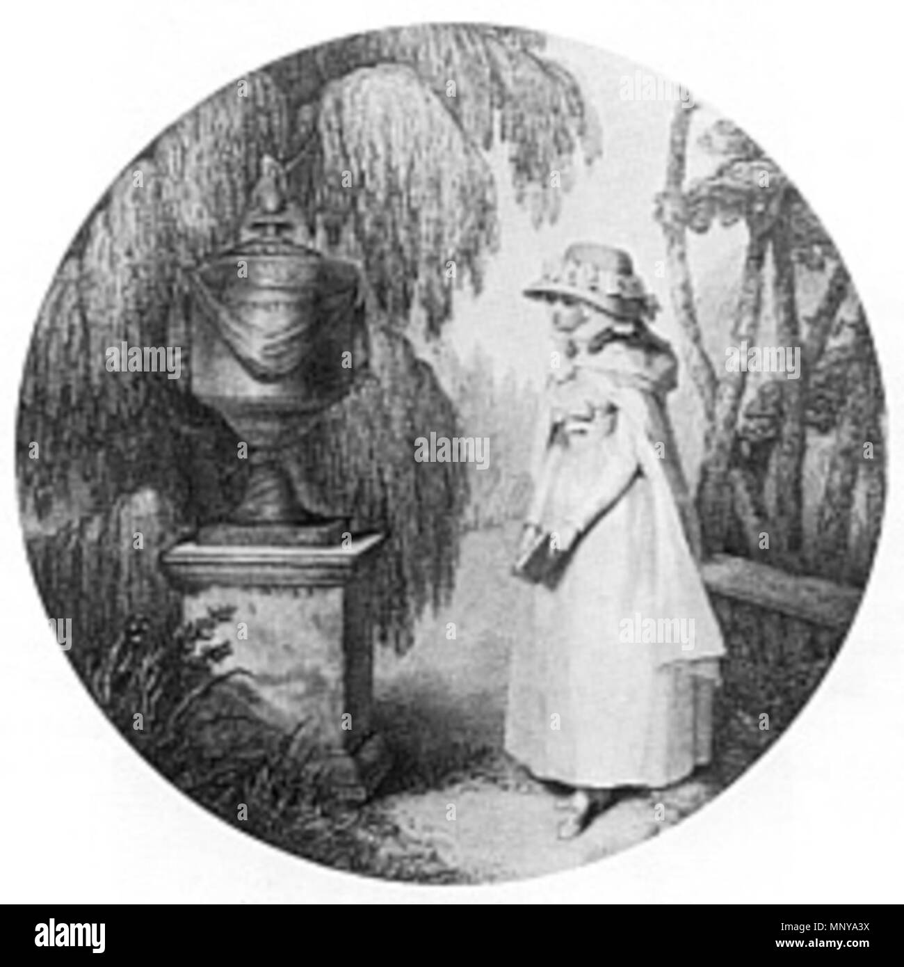 . Illustrazione di Charlotte in Werther's tomba (da i dolori del giovane Werther di Goethe) . 1783. John Raphael Smith (1752-1812) Descrizione British pittore e incisore, Data di nascita e morte 1752 2 Marzo 1812 / 23 Marzo 1812 Luogo di nascita e morte Derby Doncaster sede di lavoro Londra (1767 - ) competente controllo : Q2470482 VIAF: 79202309 ISNI: 0000 0001 1678 3773] ULAN: 500116497 LCCN: N83013596 NLA: 36339895 WorldCat 1255 WertherTomb Foto Stock