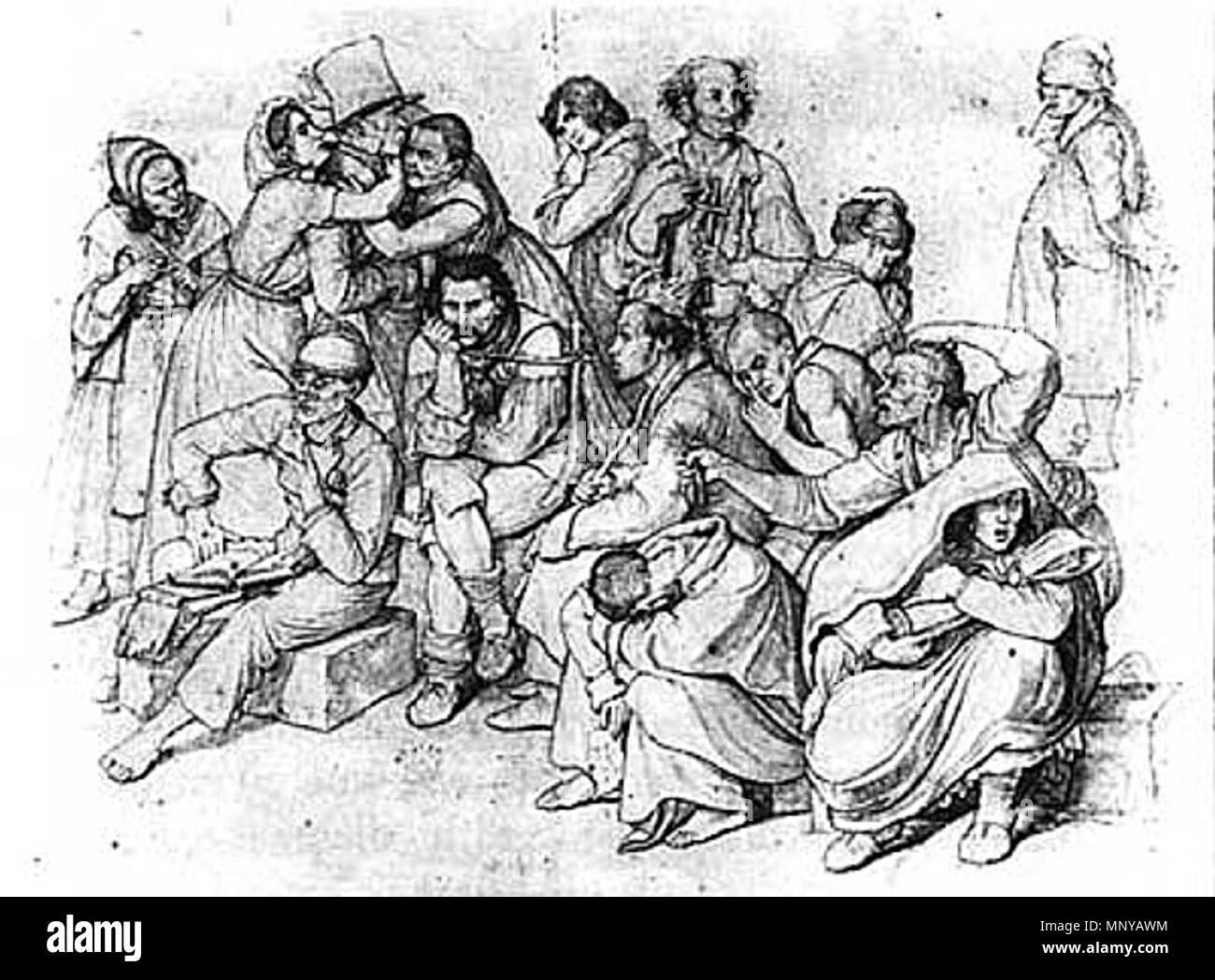 . Pittore tedesco, docente universitario e illustrator 1259 Wilhelm von Kaulbach - Das Narrenhaus Foto Stock