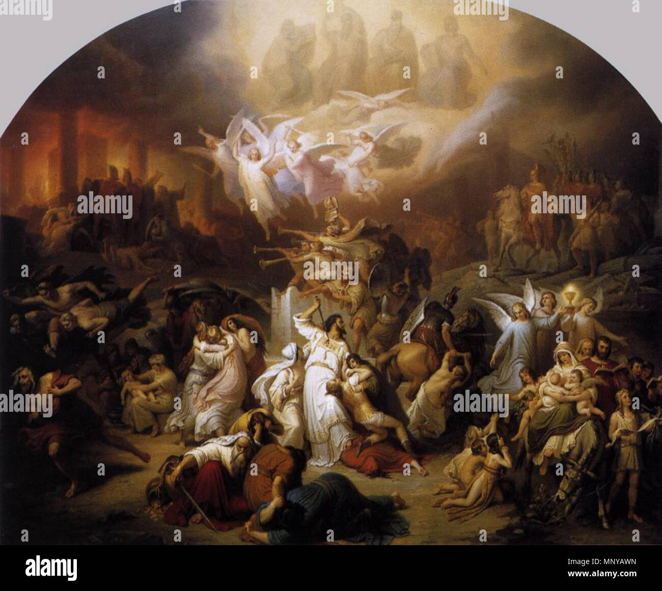 Deutsch: Die Zerstörung Jerusalems durch Tito inglese: la distruzione di Gerusalemme da parte di Tito 1846. 1259 Wilhelm von Kaulbach - La distruzione di Gerusalemme da parte di Tito - WGA12102 Foto Stock