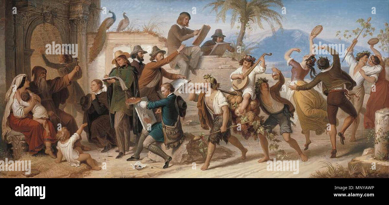 Gli artisti tedeschi fanno il loro schizzi a Roma circa 1848. 1259 Wilhelm von Kaulbach - Gli artisti tedeschi fanno il loro bozzetti in Roma - WGA12103 Foto Stock