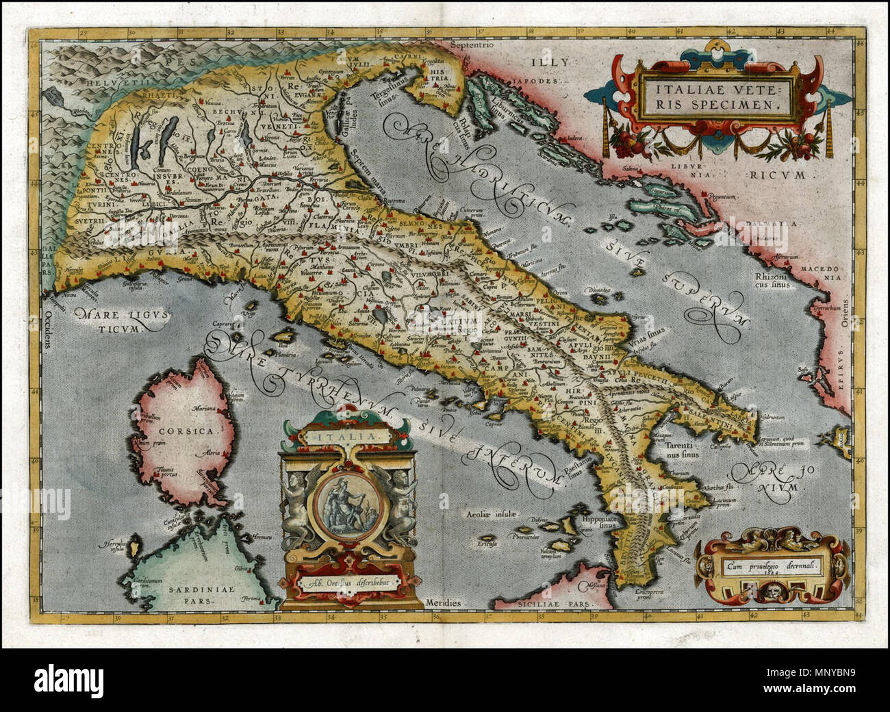 . Inglese: Vecchia Mappa di Italia, 1584 . 1584. Sconosciuto 678 Italia mappa 1584 Foto Stock